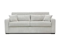 Vente-unique Slaapbank Met Matras-Express-Driezitsslaapbank Van Beige Ribfluweel - Bed Met Brede Latten 140 Cm - Matras 18 Cm - Mondovi