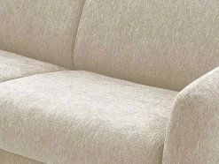 Vente-unique Speciale Modellen Zitbanken & Fauteuils-Express-Driezitsslaapbank Van Beige Stof - Bed Met Brede Latten 140 Cm - Matras 14 Cm Arcadia