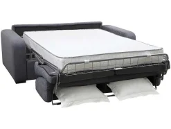 Vente-unique Speciale Modellen Zitbanken & Fauteuils-Express-Driezitsslaapbank Van Antracietgrijze Stof - Bed Met Brede Latten 140 Cm - Matras 22 Cm - Bevis
