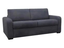 Vente-unique Speciale Modellen Zitbanken & Fauteuils-Express-Driezitsslaapbank Van Antracietgrijze Stof - Bed Met Brede Latten 140 Cm - Matras 22 Cm - Bevis