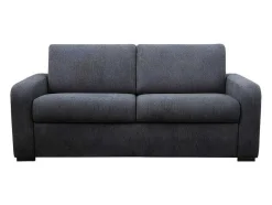 Vente-unique Speciale Modellen Zitbanken & Fauteuils-Express-Driezitsslaapbank Van Antracietgrijze Stof - Bed Met Brede Latten 140 Cm - Matras 22 Cm - Bevis