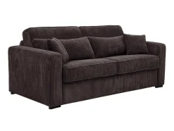 Vente-unique Slaapbank Met Matras-Express-Driezitsslaapbank Van Bruin Ribfluweel - Bed 140 Cm - Matras 18 Cm - Mondovi