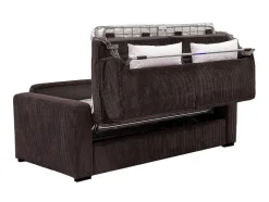 Vente-unique Slaapbank Met Matras-Express-Driezitsslaapbank Van Bruin Ribfluweel - Bed 140 Cm - Matras 18 Cm - Mondovi