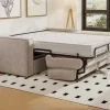 Vente-unique Slaapbank Met Matras-Express-Vierzitsslaapbank Van Beige Ribfluweel - Bed Met Brede Latten 160 Cm - Matras 22 Cm Loreto