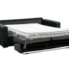 Vente-unique Slaapbank Met Matras-Express-Vierzitsslaapbank Van Groen Ribfluweel - Bed Met Brede Latten 160 Cm - Matras 18 Cm - Mondovi