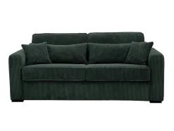 Vente-unique Slaapbank Met Matras-Express-Vierzitsslaapbank Van Groen Ribfluweel - Bed Met Brede Latten 160 Cm - Matras 18 Cm - Mondovi
