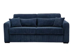 Vente-unique Slaapbank Met Matras-Express-Vierzitsslaapbank Van Blauw Ribfluweel - Bed 160 Cm - Matras 18 Cm - Mondovi