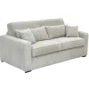 Vente-unique Slaapbank Met Matras-Express-Vierzitsslaapbank Van Beige Ribfluweel - Bed Met Brede Latten 160 Cm - Matras 18 Cm - Mondovi