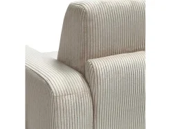 Vente-unique Slaapbank Met Matras-Express-Vierzitsslaapbank Van Beige Ribfluweel - Bed Met Brede Latten 160 Cm - Matras 18 Cm - Bevis