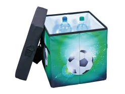Vente-unique Opbergaccessoire-Fabo Opbergdozen Koeltas, Kruk, Draagriem, Zwart, Wit, Groen.