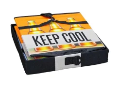 Vente-unique Opbergaccessoire-Fabo Opbergdozen Koeltas, Kruk, Draagriem, Zwart, Wit, Oranje.