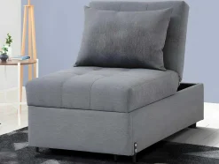 Vente-unique Uitklapbare Fauteuil-Fauteuil Aanpasbaar Van Stof Lesna - Grijs