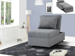 Vente-unique Uitklapbare Fauteuil-Fauteuil Aanpasbaar Van Stof Lesna - Grijs