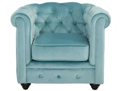 Vente-unique Fauteuil Stof-Fauteuil Chesterfield - Fluweel - Pastel Blauw