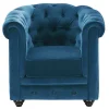 Vente-unique Fauteuil Stof-Fauteuil Chesterfield - Fluweel - Eend Blauw