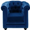 Vente-unique Fauteuil Stof-Fauteuil Chesterfield - Fluweel - Koningsblauw