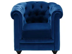 Vente-unique Fauteuil Stof-Fauteuil Chesterfield - Fluweel - Koningsblauw