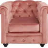 Vente-unique Fauteuil Stof-Fauteuil Chesterfield - Fluweel - Pastel Roze