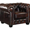 LINEA SOFA Fauteuil Leer-Fauteuil Chesterfield Brenton 100% Buffelleer - Bruin Tinten