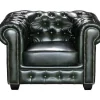LINEA SOFA Fauteuil Leer-Fauteuil Chesterfield Brenton 100% Buffelleer - Empire Groen