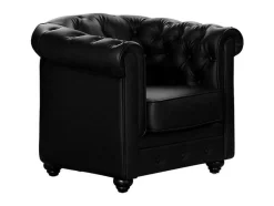 Vente-unique Fauteuil Kunstleer-Fauteuil Chesterfield Van Kunstleer - Zwart