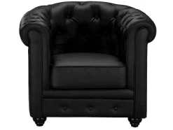 Vente-unique Fauteuil Kunstleer-Fauteuil Chesterfield Van Kunstleer - Zwart
