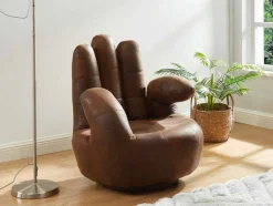 Vente-unique Handstoel-Fauteuil Draaibaar Catchy Van Microvezel Met Verouderd Effect