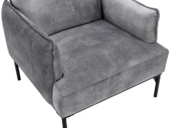 Vente-unique Fauteuil Stof Fluweel / Suedine-Fauteuil Grijs Fluweel Joel