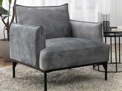 Vente-unique Fauteuil Stof Fluweel / Suedine-Fauteuil Grijs Fluweel Joel