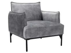 Vente-unique Fauteuil Stof Fluweel / Suedine-Fauteuil Grijs Fluweel Joel