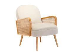 Vente-unique Fauteuil Stof Fluweel / Suedine-Fauteuil In Beige Fluweel Onani