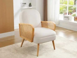Vente-unique Fauteuil Stof Fluweel / Suedine-Fauteuil In Beige Fluweel Onani