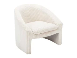 Vente-unique Fauteuil Stof Fluweel / Suedine-Fauteuil In Gebroken Wit Ribfluweel Ossana