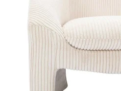 Vente-unique Fauteuil Stof Fluweel / Suedine-Fauteuil In Gebroken Wit Ribfluweel Ossana