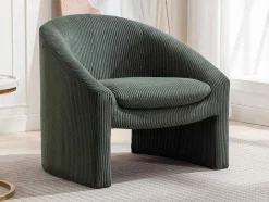 Vente-unique Fauteuil Stof Fluweel / Suedine-Fauteuil In Groen Ribfluweel Ossana