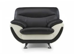 Vente-unique Fauteuil Kunstleer-Fauteuil Indice Van Kunstleer - Tweekleurig Zwart En Wit