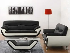 Vente-unique Fauteuil Kunstleer-Fauteuil Indice Van Kunstleer - Tweekleurig Zwart En Wit