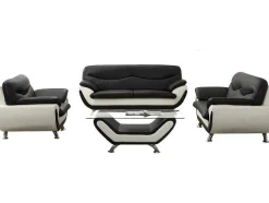 Vente-unique Fauteuil Kunstleer-Fauteuil Indice Van Kunstleer - Tweekleurig Zwart En Wit