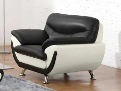 Vente-unique Fauteuil Kunstleer-Fauteuil Indice Van Kunstleer - Tweekleurig Zwart En Wit
