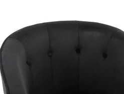 Vente-unique Fauteuil Met Holle Rugleuning-Fauteuil Met Armleuningen Fakart - 100% Polyester - Zwart