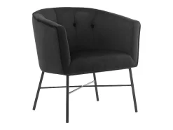 Vente-unique Fauteuil Met Holle Rugleuning-Fauteuil Met Armleuningen Fakart - 100% Polyester - Zwart