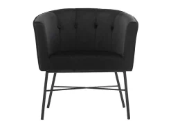 Vente-unique Fauteuil Met Holle Rugleuning-Fauteuil Met Armleuningen Fakart - 100% Polyester - Zwart