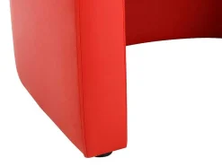 Vente-unique Fauteuil Met Holle Rugleuning-Fauteuil Met Holle Rugleuning En Poef In Rood Kunstleer Jovana