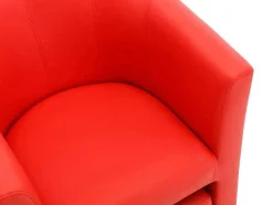 Vente-unique Fauteuil Met Holle Rugleuning-Fauteuil Met Holle Rugleuning En Poef In Rood Kunstleer Jovana