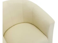 Vente-unique Fauteuil Met Holle Rugleuning-Fauteuil Met Holle Rugleuning En Poef In Beige Kunstleer Jovana