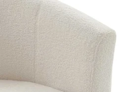Vente-unique Fauteuil Met Holle Rugleuning-Fauteuil Met Holle Rugleuning En Poef In Witte Bouclestof Jovana