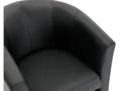 Vente-unique Fauteuil Met Holle Rugleuning-Fauteuil Met Holle Rugleuning En Poef In Zwart Kunstleer Jovana