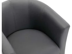 Vente-unique Fauteuil Met Holle Rugleuning-Fauteuil Met Holle Rugleuning En Poef In Grijs Kunstleer Jovana