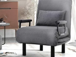 ModernLuxe Uitklapbare Fauteuil-Fauteuil Met Kussen En Verstelbare Rugleuning - Om Te Bouwen Tot Fauteuil - Linnen Stof - Grijs