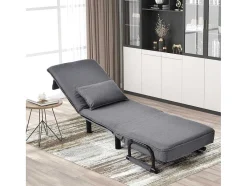ModernLuxe Uitklapbare Fauteuil-Fauteuil Met Kussen En Verstelbare Rugleuning - Om Te Bouwen Tot Fauteuil - Linnen Stof - Grijs